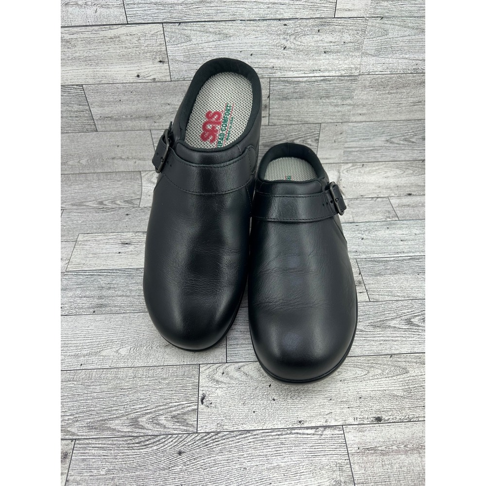 SAS Clog Black Leather Professional Comfort Shoes Women Sz 10M Made In USA